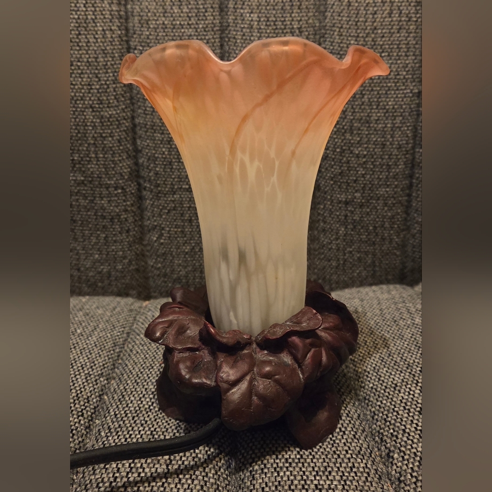 6.5"H Peach Tulip Accent  Night Light Lamp